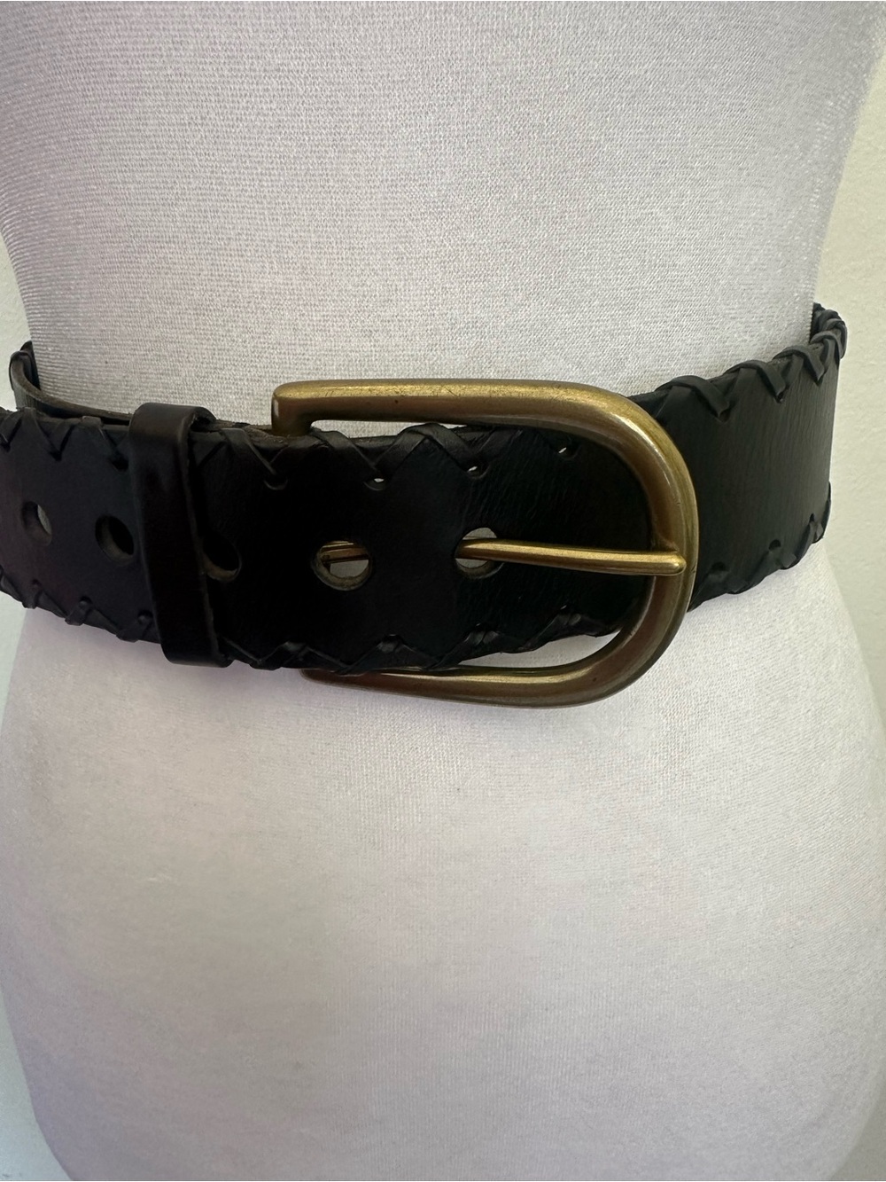 Gap 1969 Women's Black Genuine Leather Braided Belt - Size S